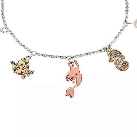 New! Disney's The Little Mermaid Tri-Tone Crystal Charm Adjustable Bracelet - Picture 5 of 5